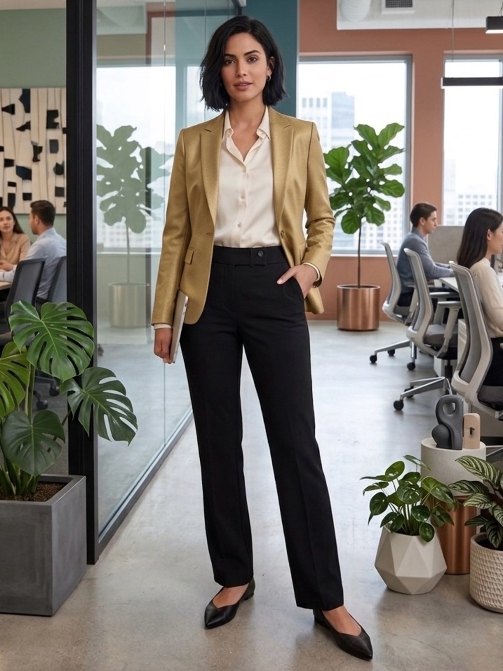Gloria Vanderbilt Classic High-Waisted Black Straight-Leg Dress Pants